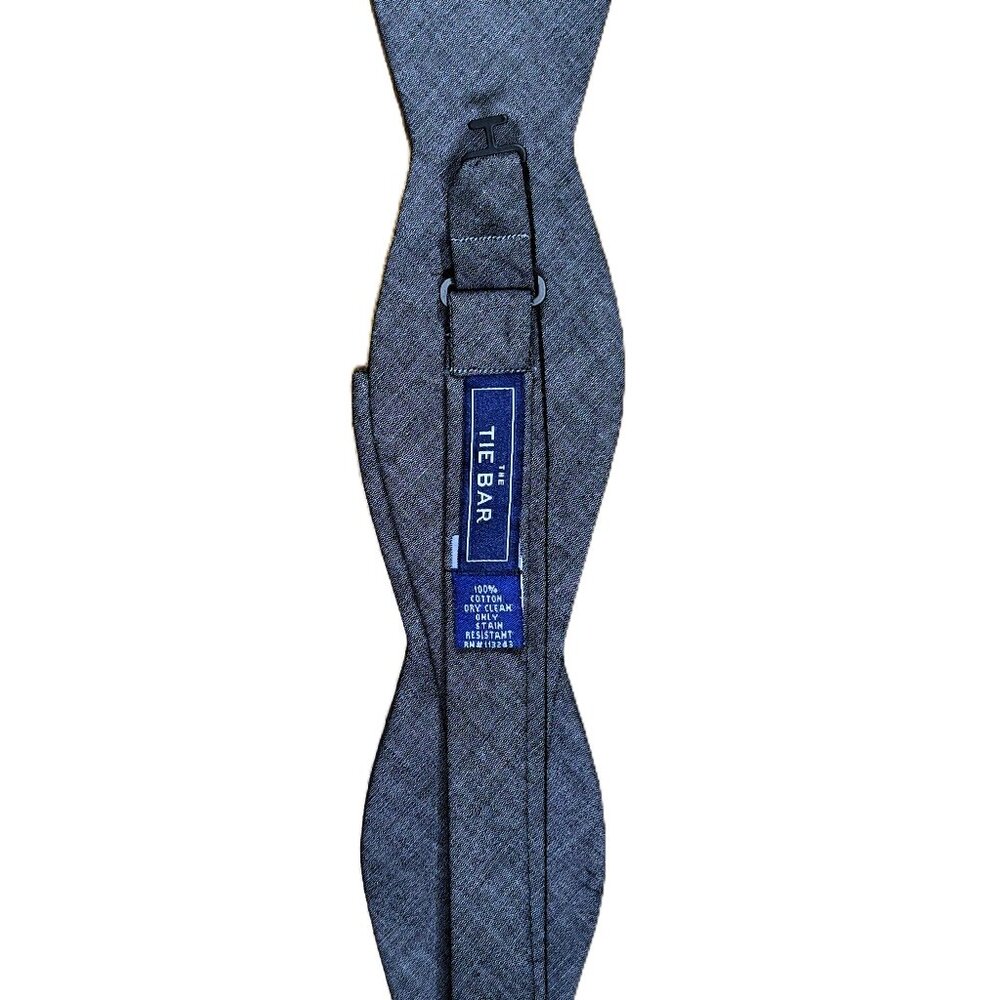 The Tie Bar Set of 3 Bow Ties Cotton Linen Silk Silver Gray Blue Geometric - Picture 5 of 15